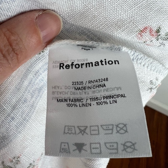 Reformation Belgium Linen Dress Surrey Floral Midi Puff Sleeves Size 8 - Picture 12 of 12